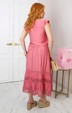 Conjunto rosa con guipiur