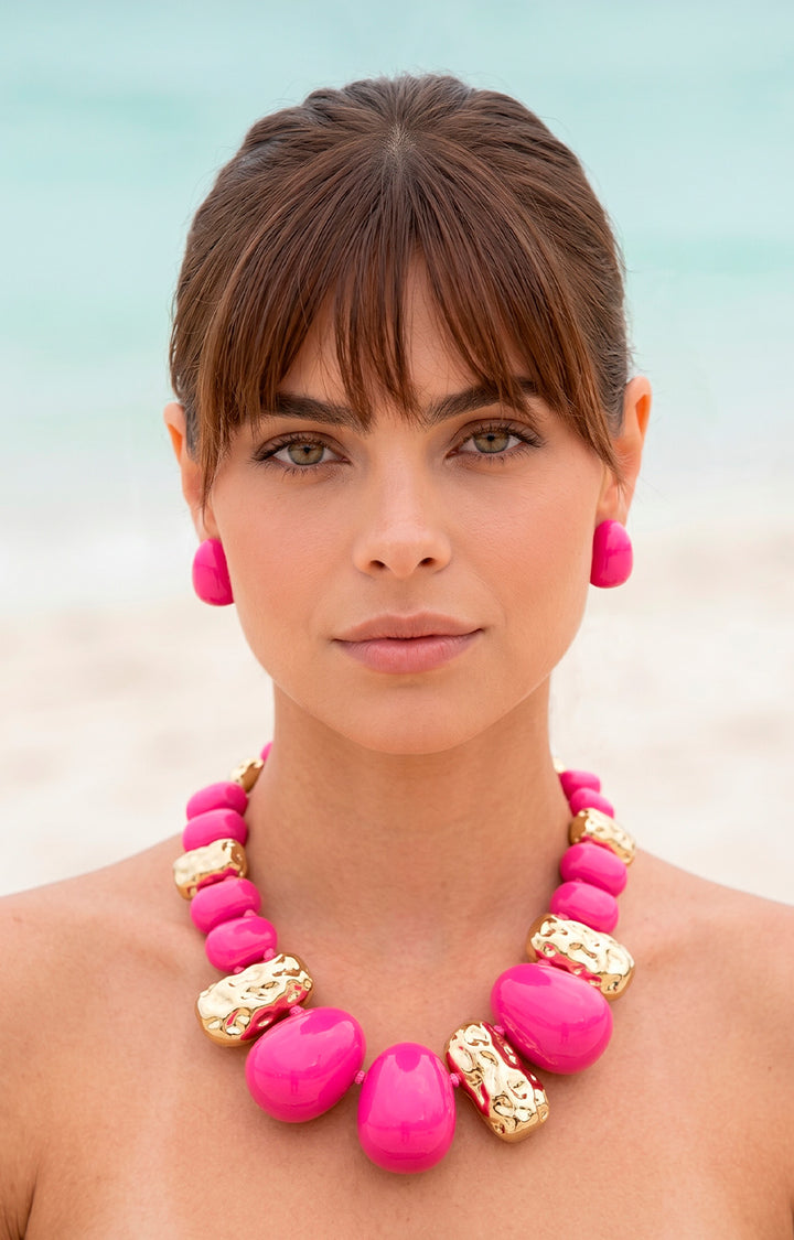 Set de collar de cuentas grandes y aretes