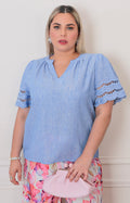 Blusa lisa con detalle - BLUSAS CURVY Boutiquemirel 