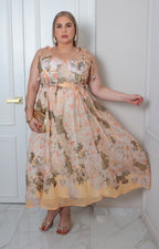 Vestido estampado floral con bustier