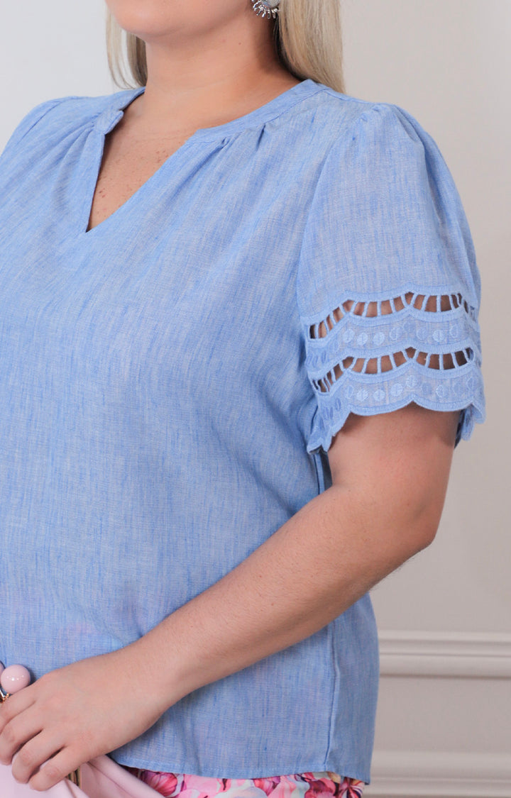 Blusa lisa con detalle - BLUSAS CURVY Boutiquemirel 