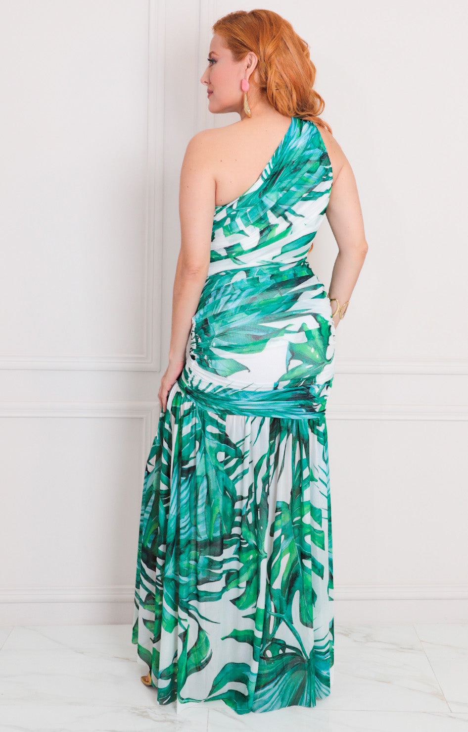 Vestido drapeado con estampado tropical - VESTIDO LARGO REGULAR Boutiquemirel 