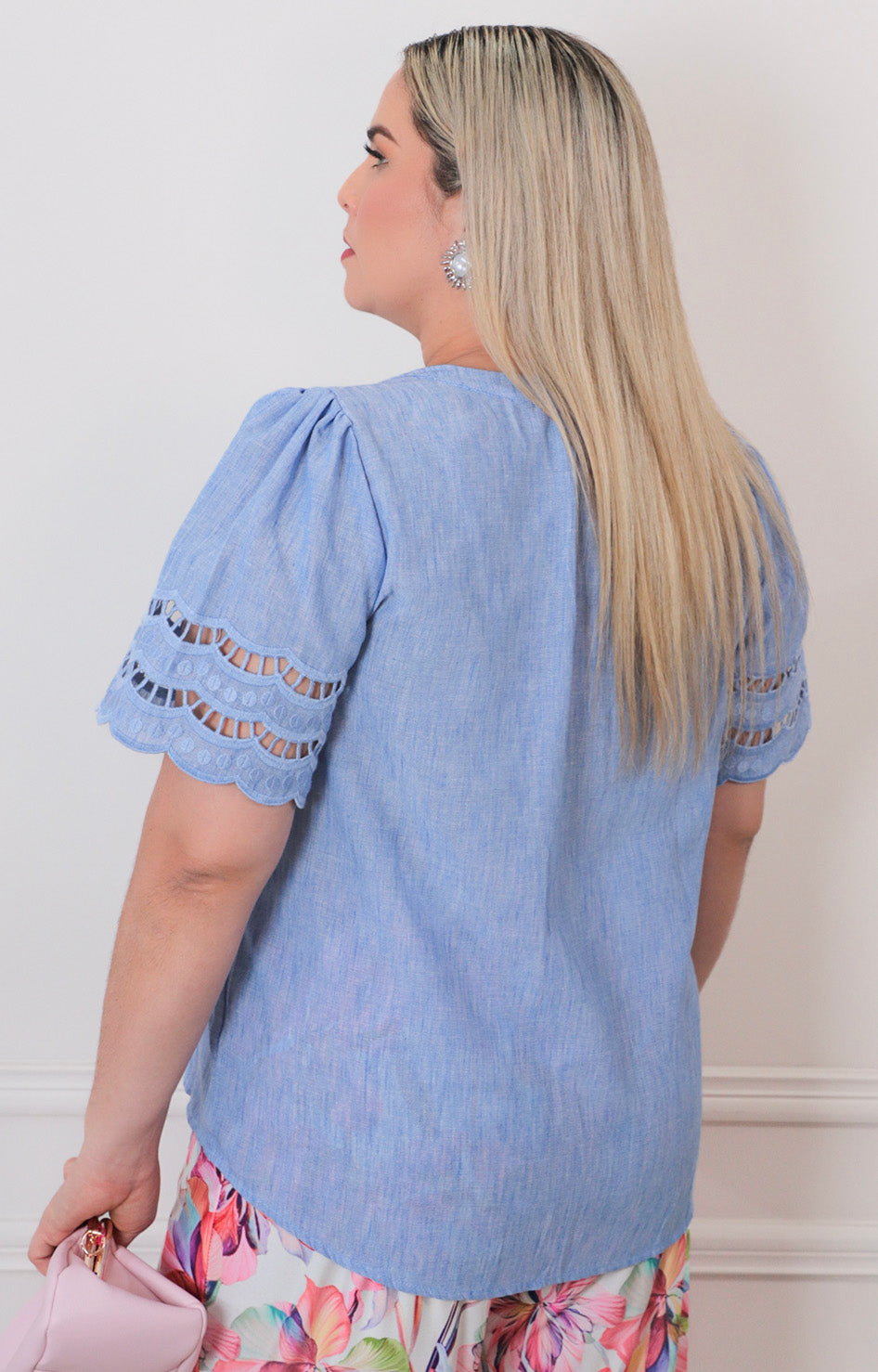 Blusa lisa con detalle - BLUSAS CURVY Boutiquemirel 