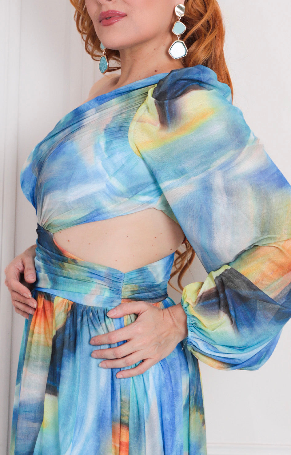 Vestido azul estampado - VESTIDO LARGO REGULAR Boutiquemirel 