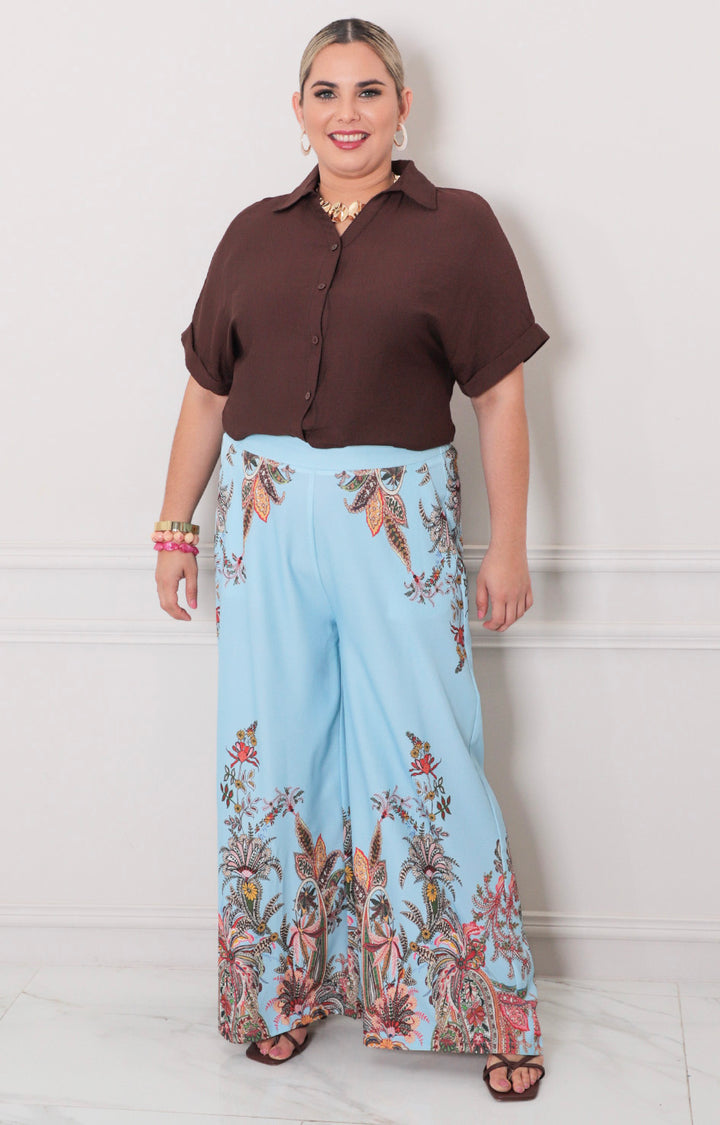 Pantalòn azul estampado - PANTALON CURVY Boutiquemirel 