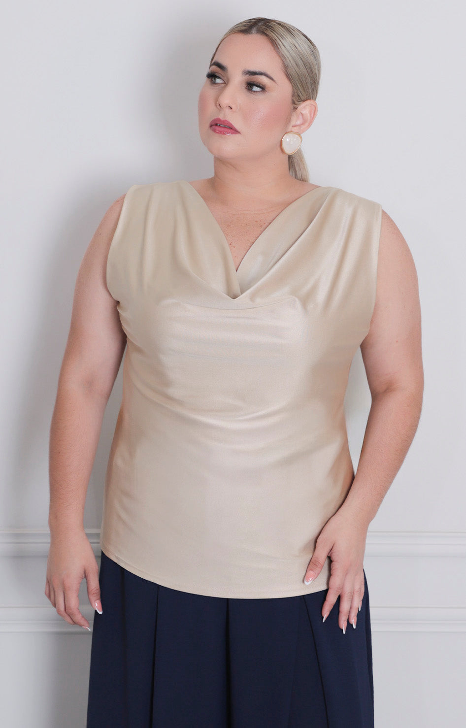 B*3-26*TEXTIL*M2449*BEIGE - BLUSAS CURVY Boutiquemirel 