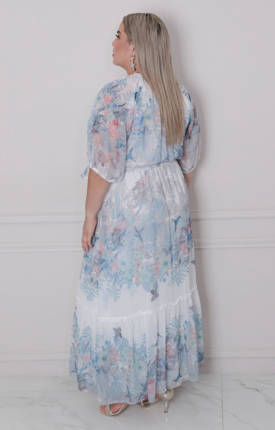 Vestido azul estampado - VESTIDO LARGO CURVY Boutiquemirel 
