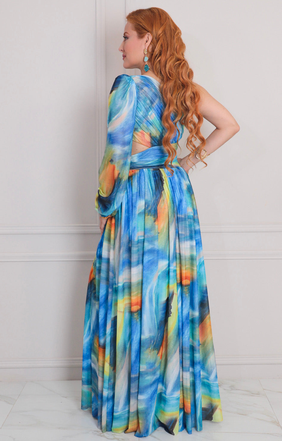 Vestido azul estampado - VESTIDO LARGO REGULAR Boutiquemirel 