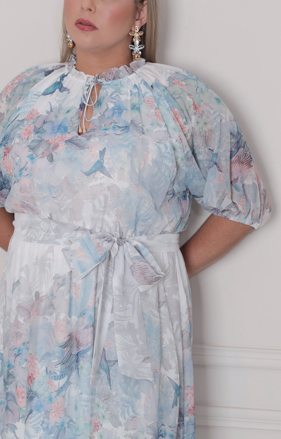 Vestido azul estampado - VESTIDO LARGO CURVY Boutiquemirel 