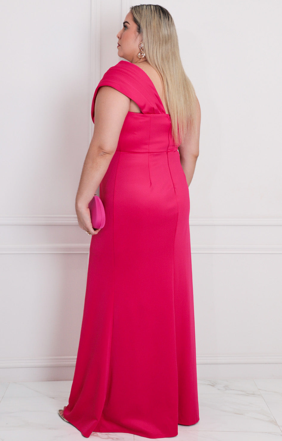 Vestido fucsia asimétrico - VESTIDO LARGO CURVY Boutiquemirel 