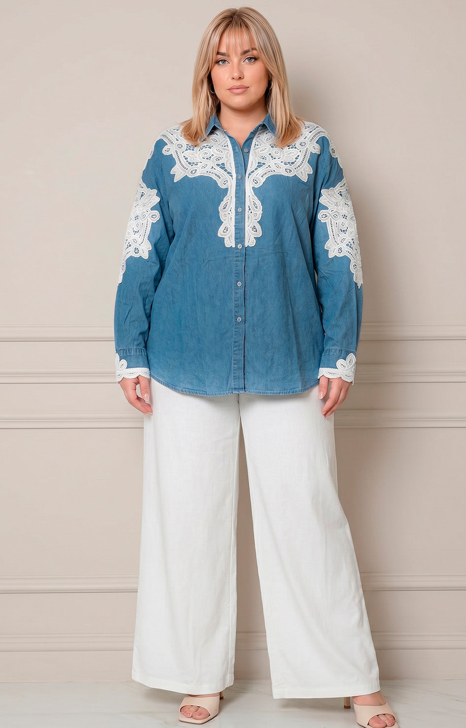 Blusa estampada de mezclilla - BLUSAS CURVY Boutiquemirel 
