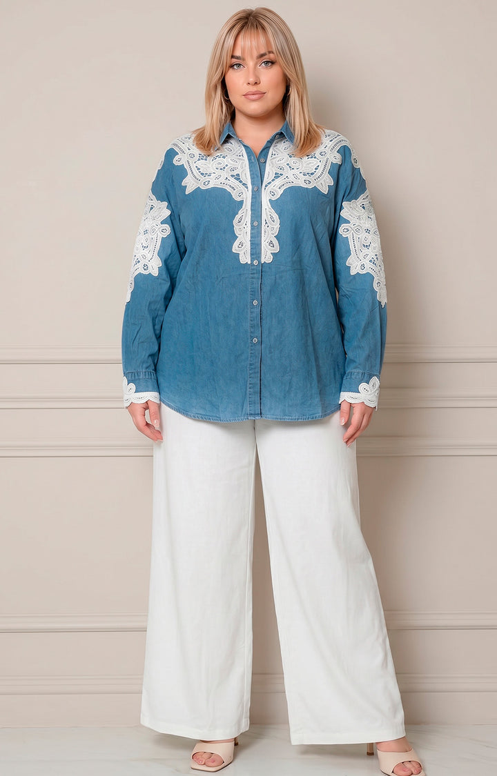 Blusa estampada de mezclilla