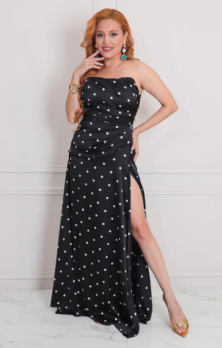 Vestido negro polka-dots - VESTIDO LARGO REGULAR Boutiquemirel 