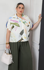 Blusa con estampado de peces y mangas globo