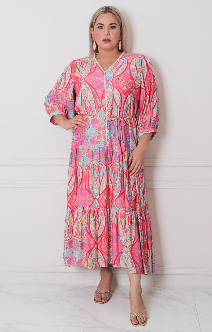 Vestido estampado con lazo - VESTIDO LARGO CURVY Boutiquemirel 