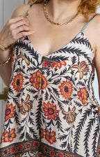 Palazzo con cuello en V y estampado floral