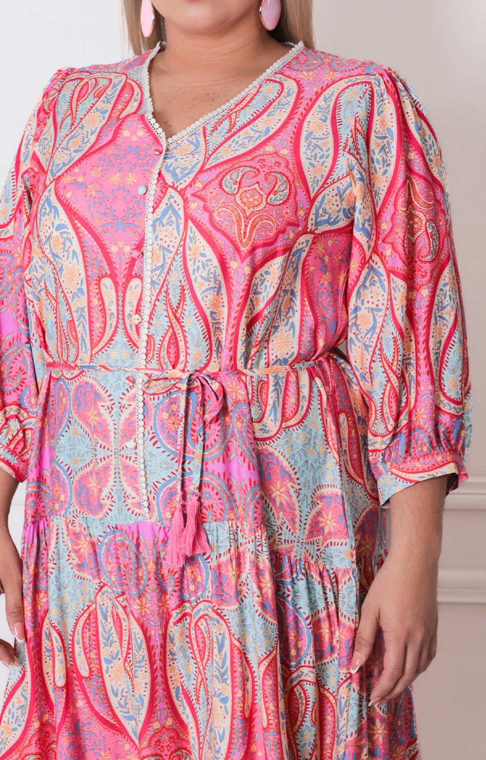 Vestido estampado con lazo - VESTIDO LARGO CURVY Boutiquemirel 