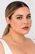 Aretes botón con piedra café