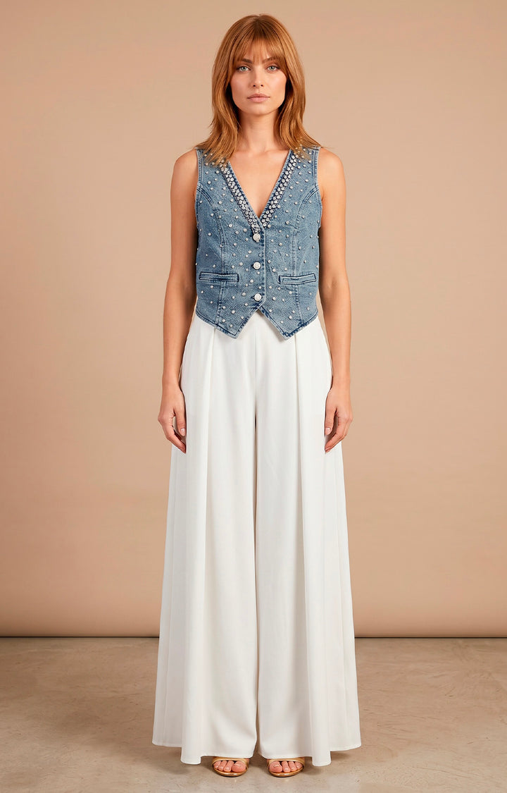 Chaleco de mezclilla con aplicaciones - BLUSAS REGULAR Boutiquemirel 