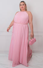 Vestido rosa plisado - VESTIDO LARGO CURVY Boutiquemirel 