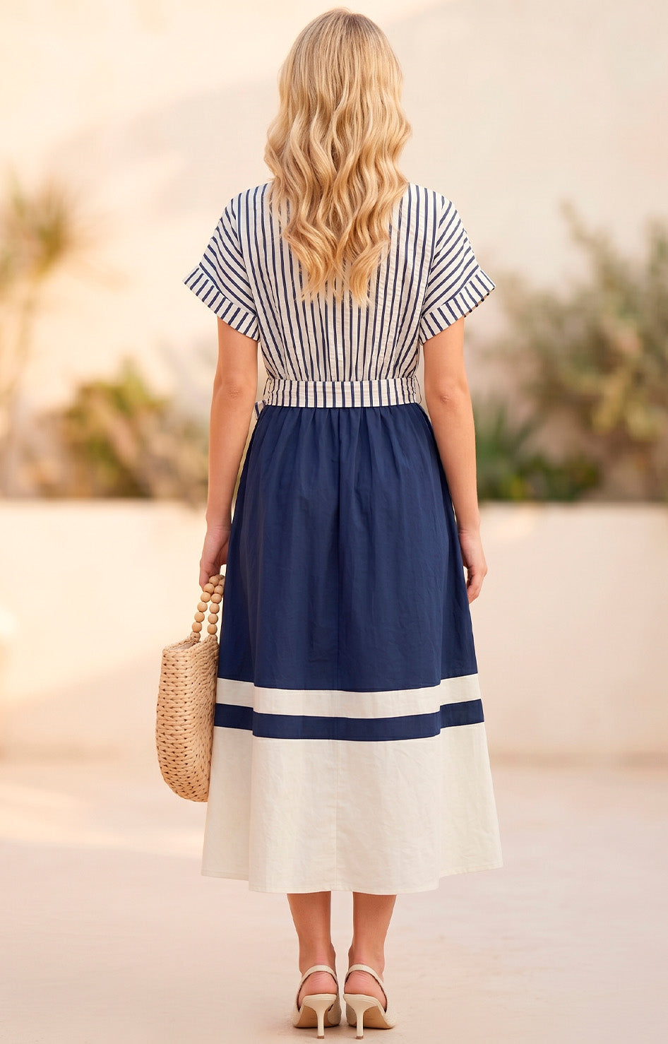 Vestido con estampado azul marino - VESTIDO LARGO REGULAR Boutiquemirel 