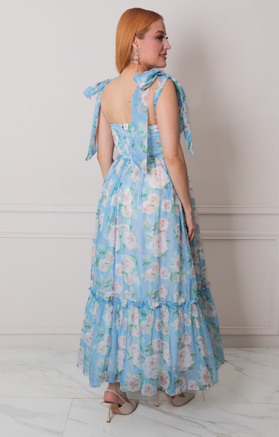 Vestido azul estampado - VESTIDO LARGO REGULAR Boutiquemirel 