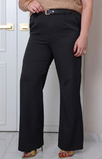 Pantalón curvy Boutiquemirel de tiro alto con cinturón ajustable y diseño elegante.