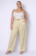 Pantalon amarillo recto con cinturon - PANTALON Boutiquemirel 