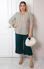 Blusa camisera con rayas verdes