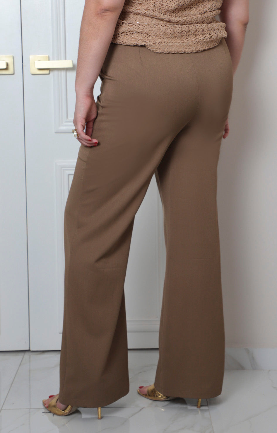 Pantalón curvy Boutiquemirel de tiro alto con cinturón ajustable encintura marcada
