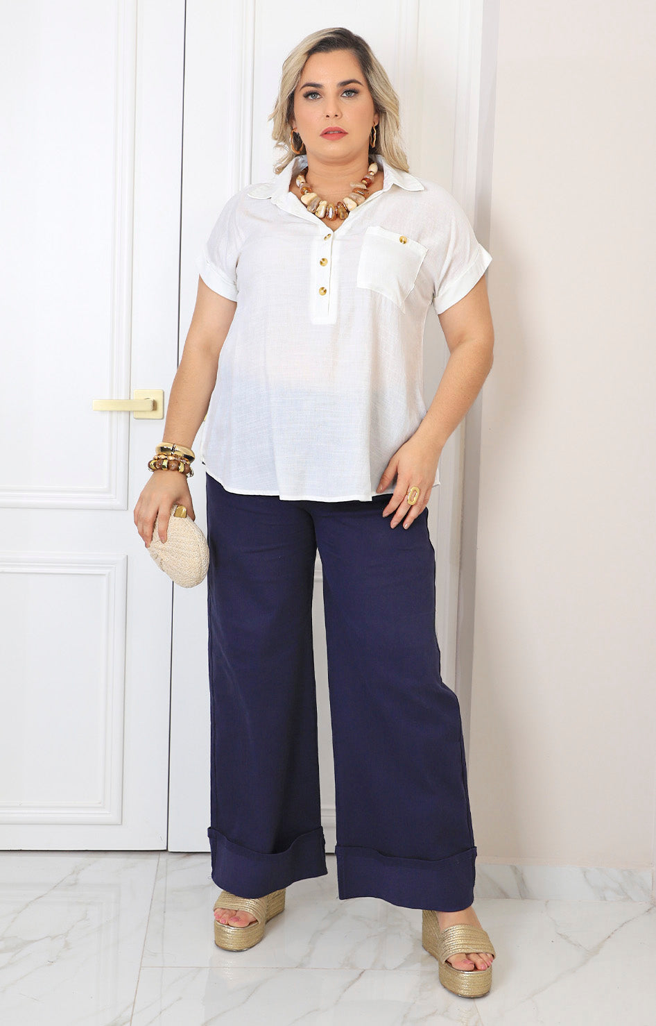 Blusa lisa con botones