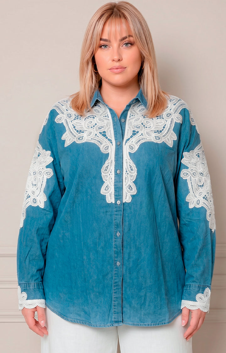 Blusa estampada de mezclilla