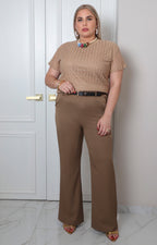 Pantalón curvy Boutiquemirel de tiro alto con cinturón incorporado