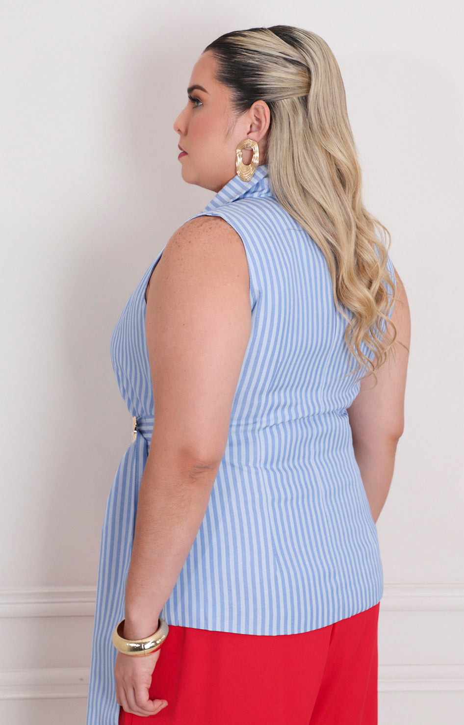 Blusa de rayas envolvente