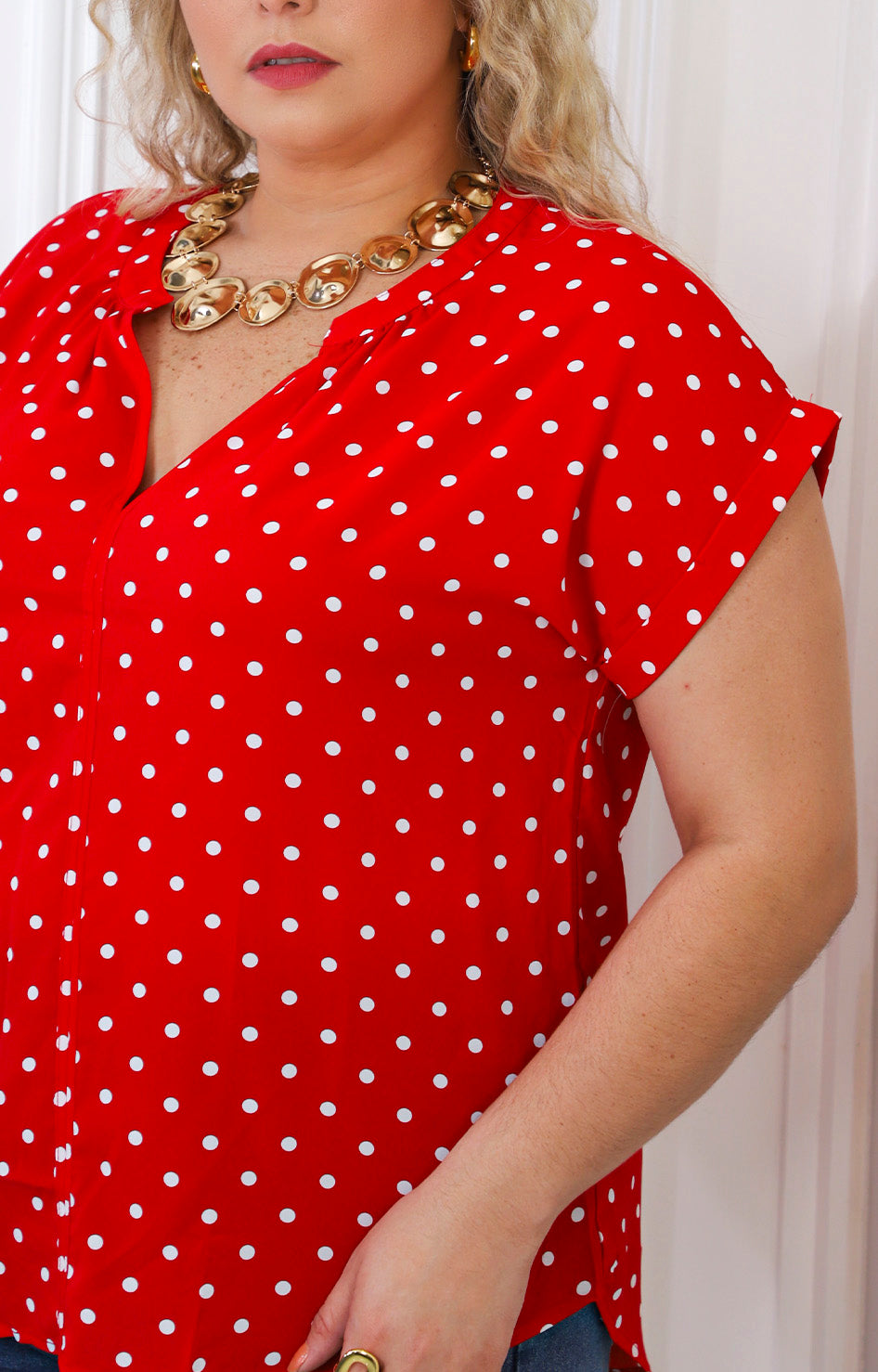Blusa roja con polka dots