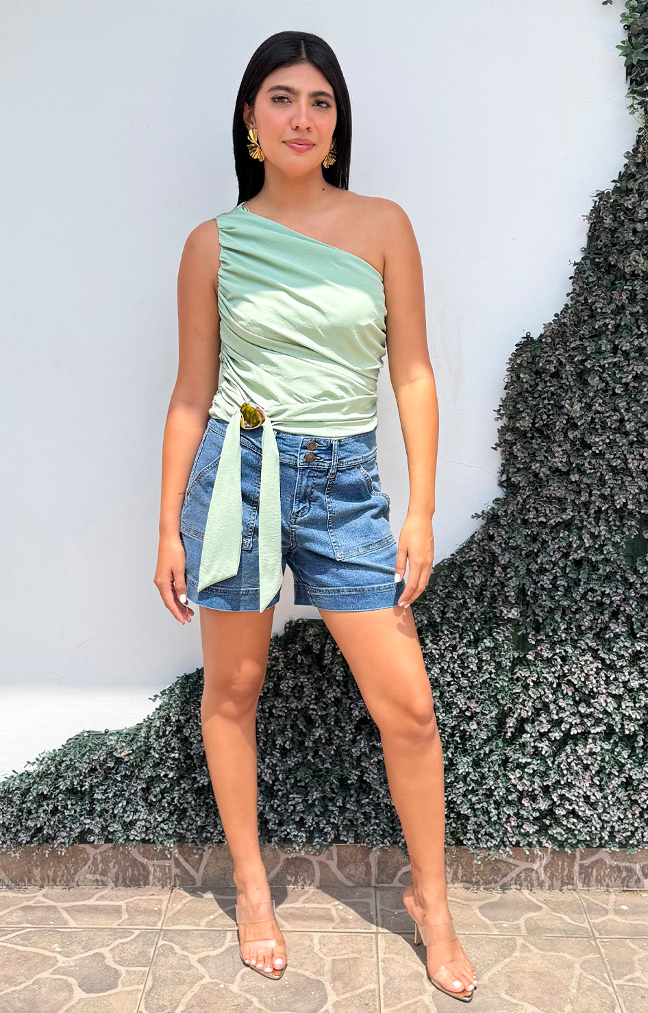 Blusa menta asimétrica - BLUSAS REGULAR Boutiquemirel 
