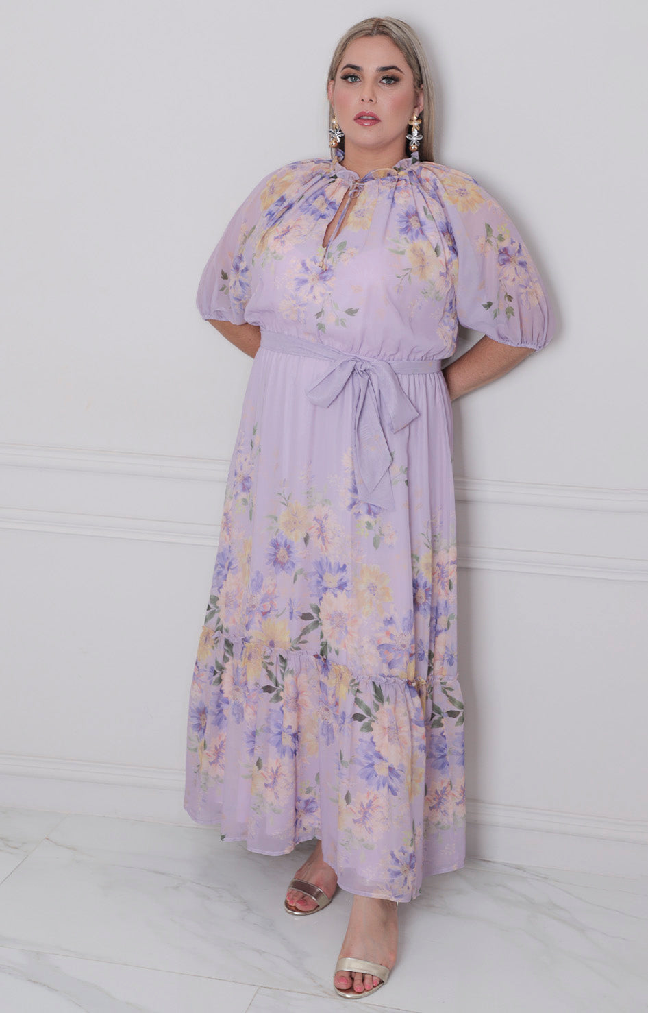 Vestido azul estampado - VESTIDO LARGO CURVY Boutiquemirel 