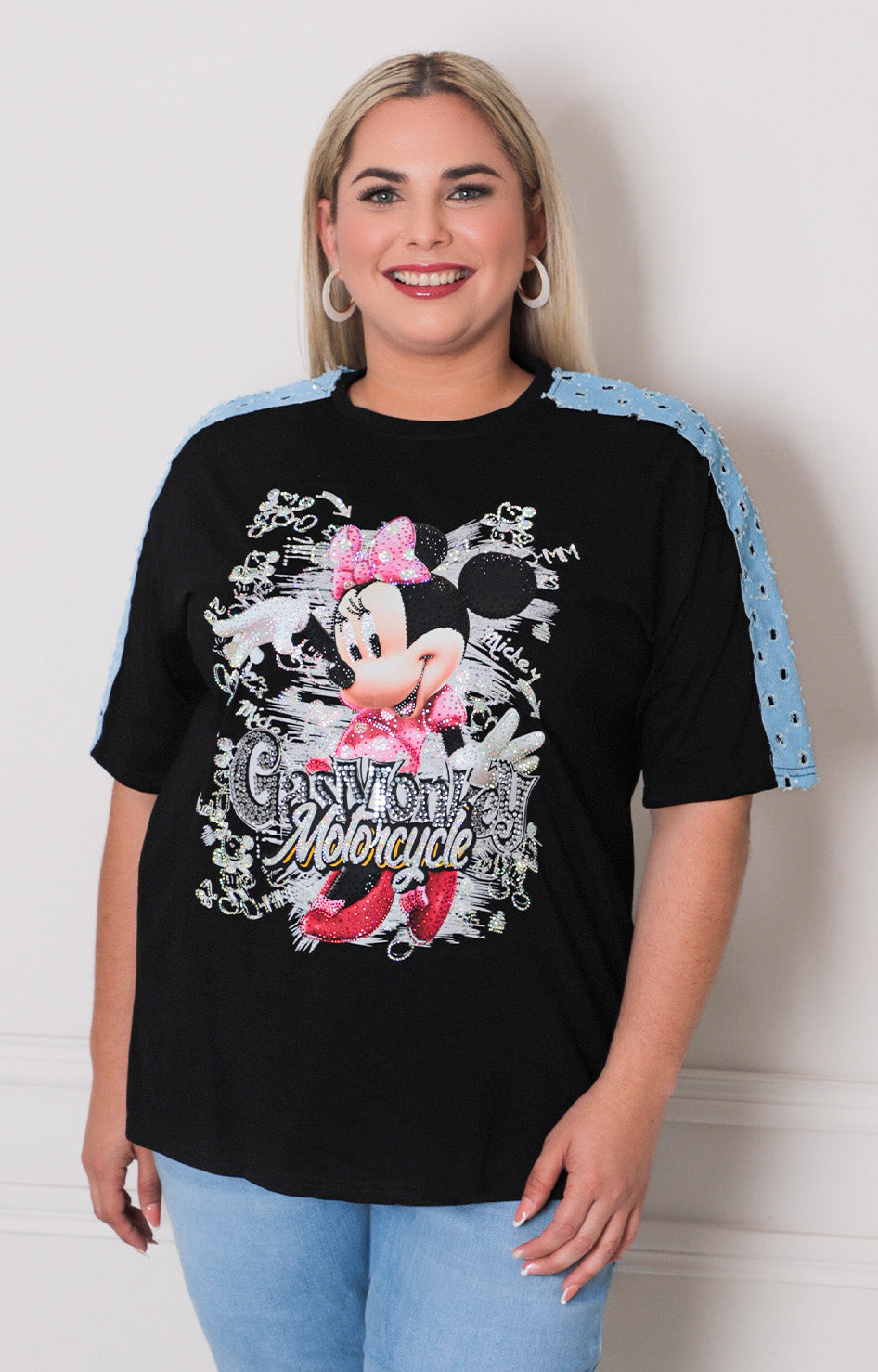Blusa negra estampada - BLUSAS CURVY Boutiquemirel 
