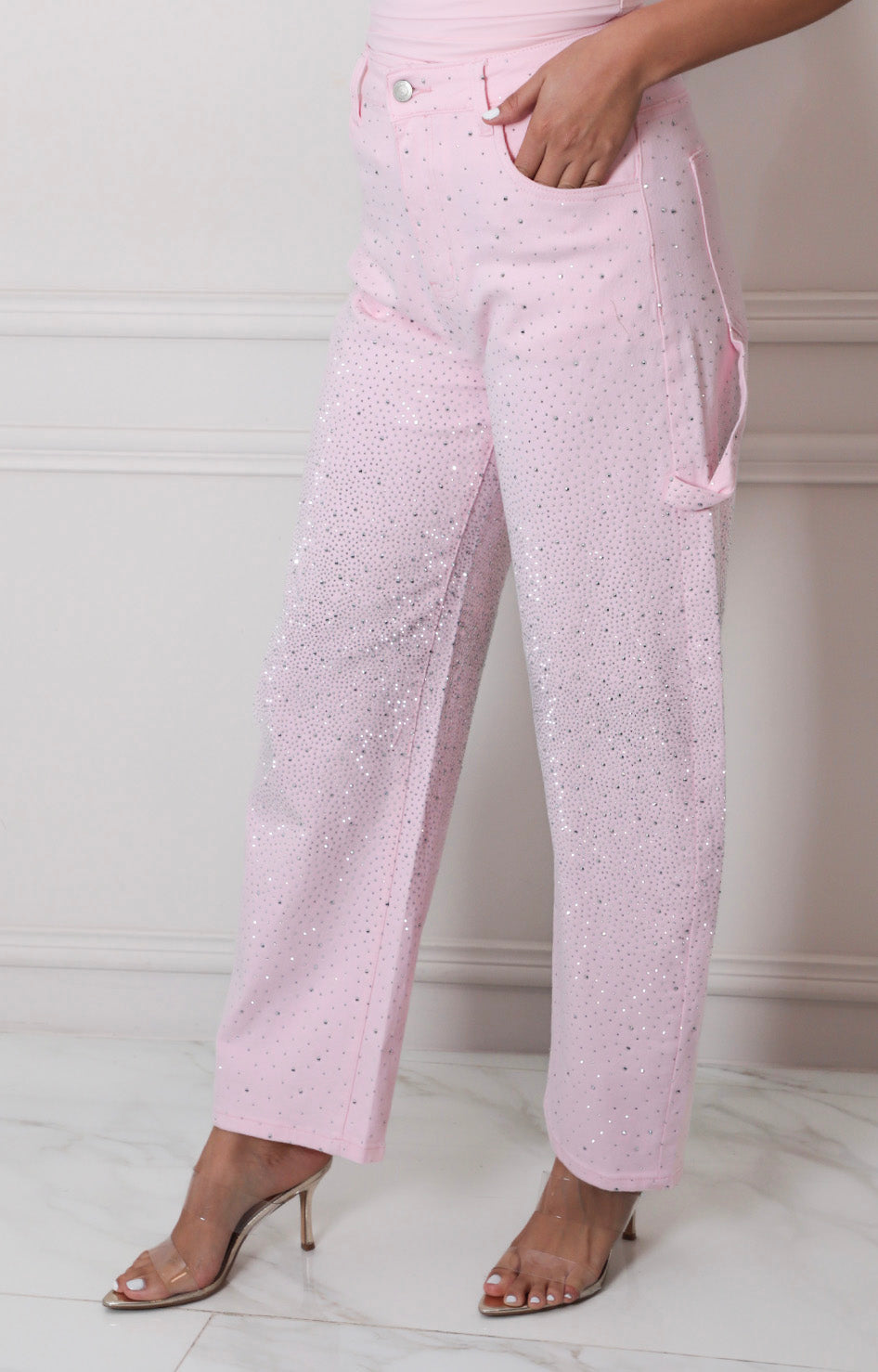 Pantalon rosa con brillo - PANTALON REGULAR Boutiquemirel 