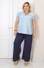 Blusa azul lisa