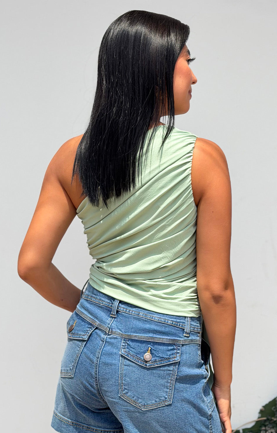 Blusa menta asimétrica - BLUSAS REGULAR Boutiquemirel 