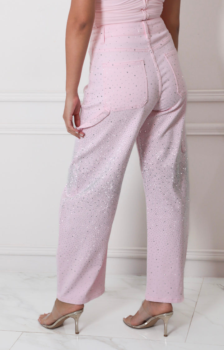 Pantalon rosa con brillo - PANTALON REGULAR Boutiquemirel 