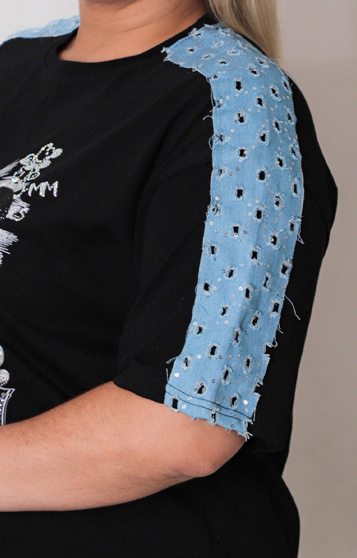 Blusa negra estampada - BLUSAS CURVY Boutiquemirel 