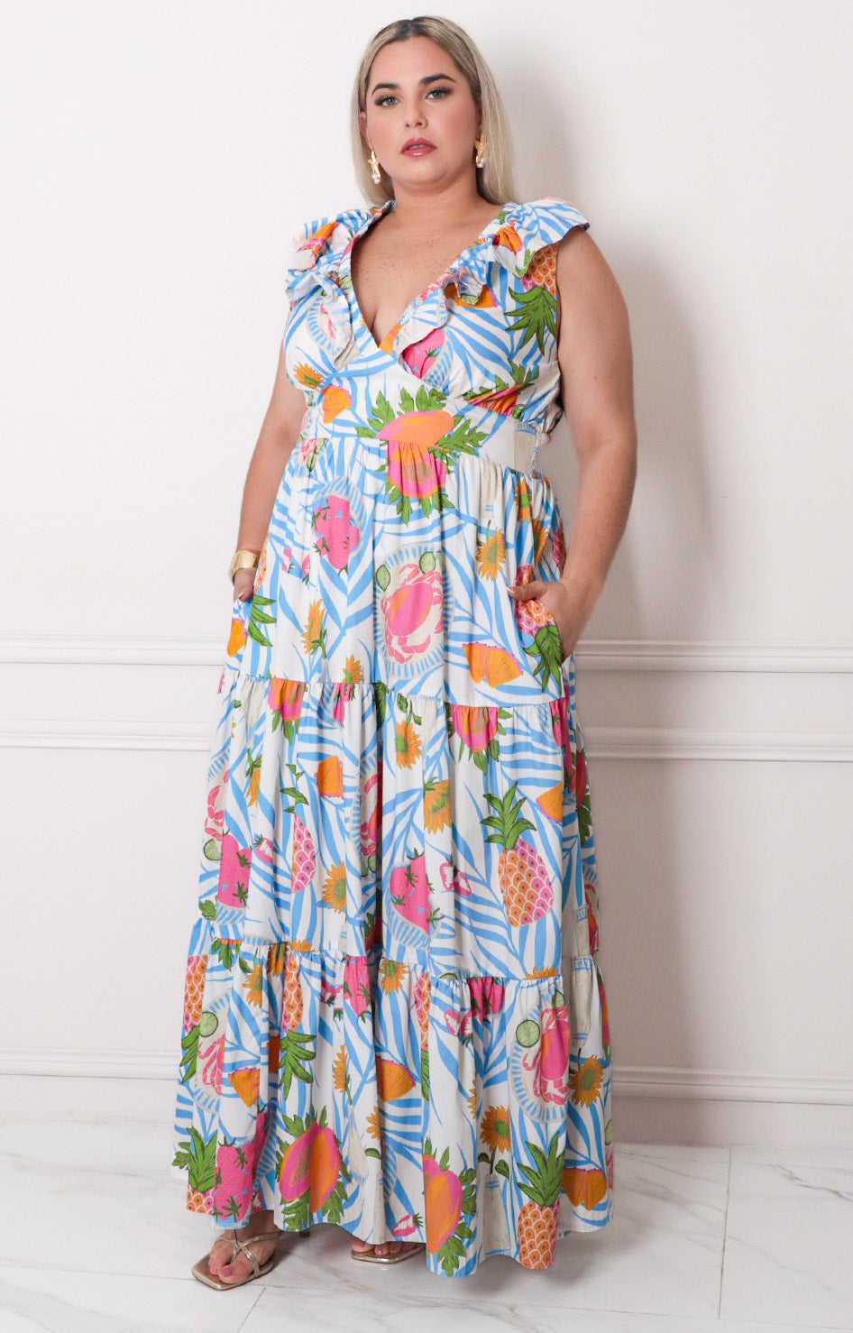 Vestido estampado tropical - VESTIDO LARGO CURVY Boutiquemirel 