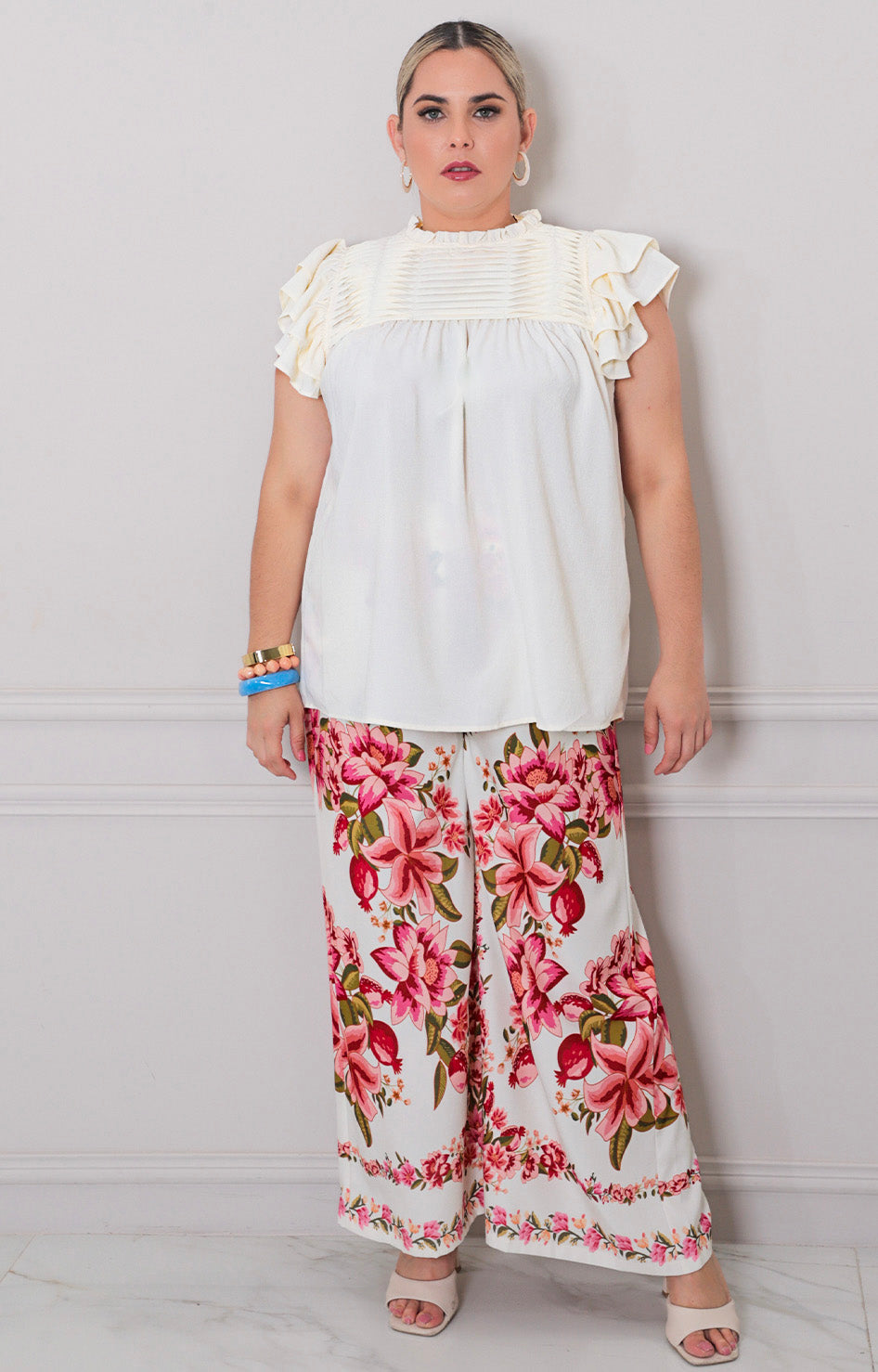 Blusa beige con drapeado - BLUSAS CURVY Boutiquemirel 