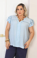 Blusa azul lisa