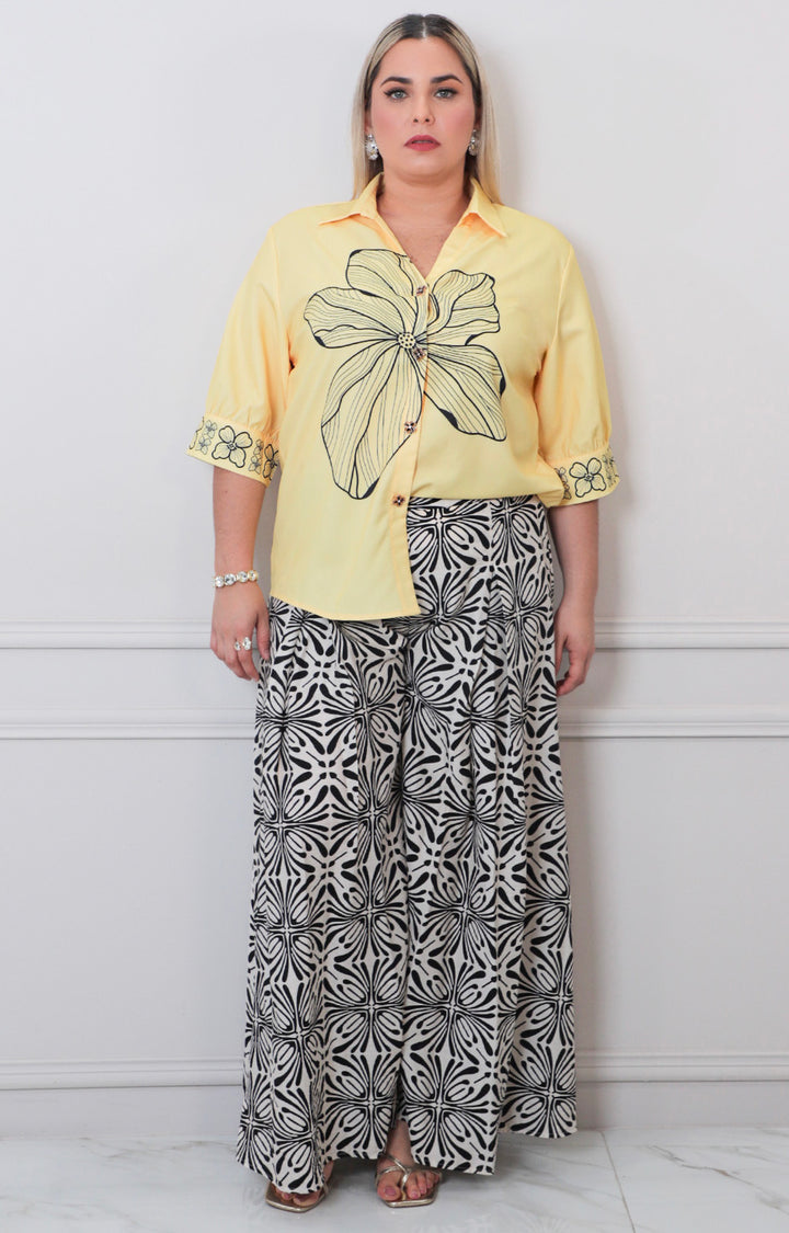 Pantalon azul marino estampado - PANTALON CURVY Boutiquemirel 