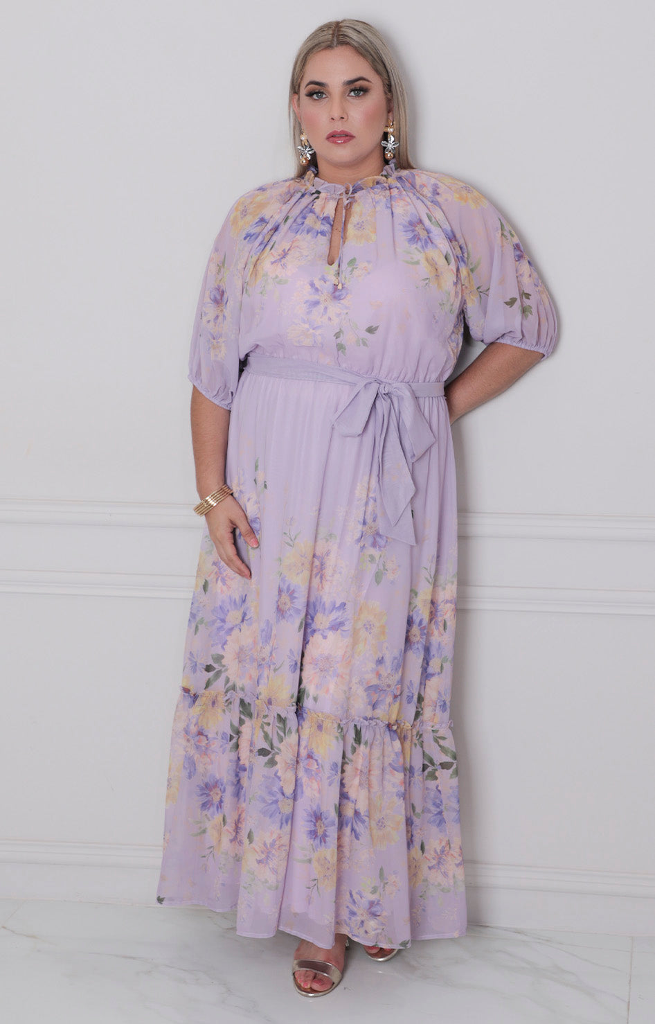Vestido azul estampado - VESTIDO LARGO CURVY Boutiquemirel 