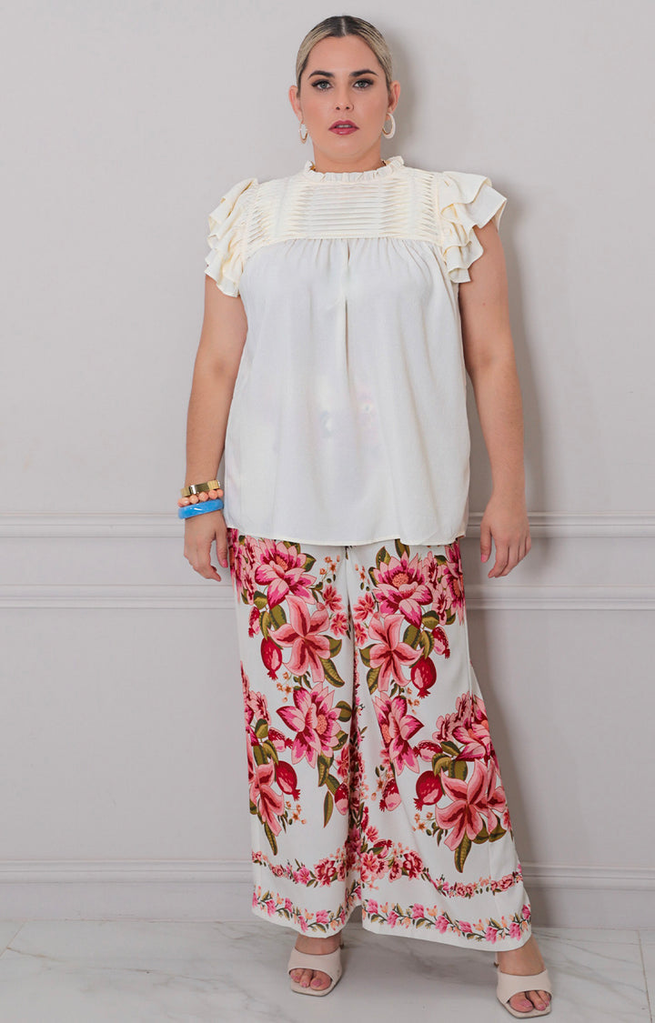 Pantalón beige estampado - PANTALON CURVY Boutiquemirel 