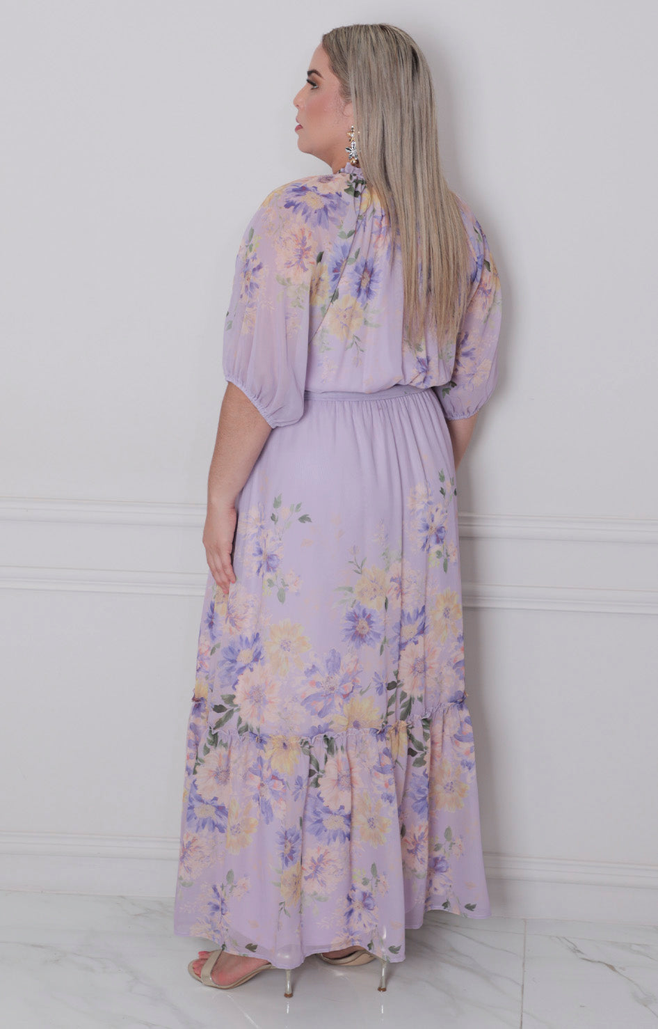 Vestido azul estampado - VESTIDO LARGO CURVY Boutiquemirel 